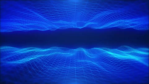 Abstract technology futuristic blue dynamic wave data flowing horizontal tunnel Stock Footage 239355698