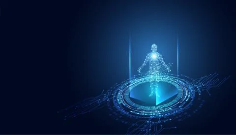 Abstract technology futuristic concept of digital human body digital ai futur Illustrazione stock