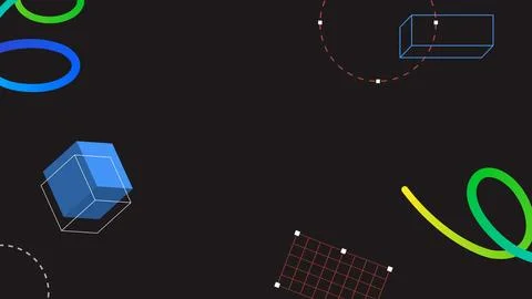 Abstract technology futuristic digital background with floating 3d geometri.. Stock Illustration