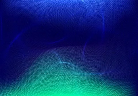 Abstract technology futuristic network wave lines grid surface on neon glowin Stock Illustration