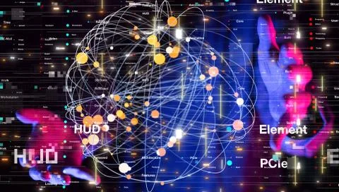 A Abstract technology geometric and data Stock Photos