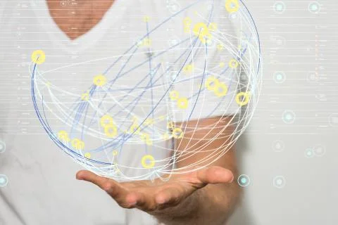 A Abstract technology geometric and data Foto stock