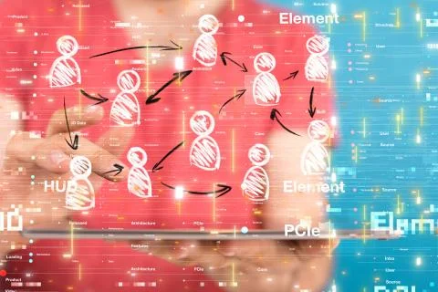 A Abstract technology geometric and data Stock Photos