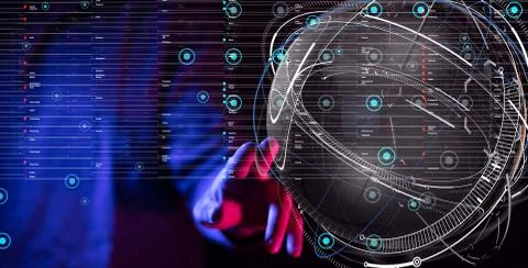 A Abstract technology geometric and data 写真素材