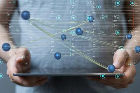 A Abstract technology geometric and data 写真素材