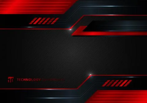 Abstract technology geometric red and black color shiny motion background. Stock Illustration