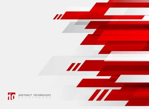 Abstract technology geometric red color shiny motion background. Stock Illustration
