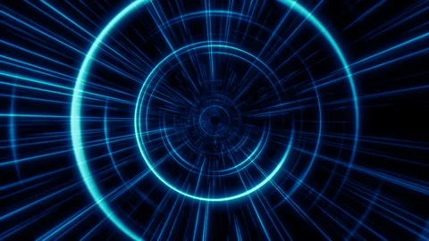 Abstract technology geometric tunnel moving.  Futuristic digital blue color b Stock Footage 118247386