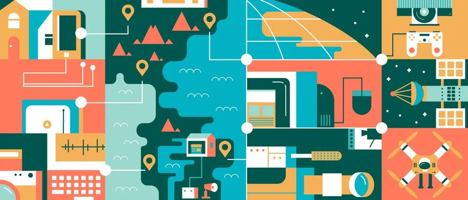 Abstract technology global communication concept Stock Illustration