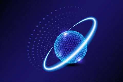 Abstract technology, global network connections and endless circles of dots Stock Illustration