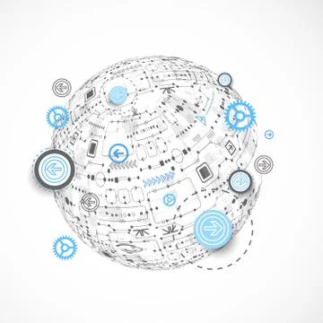 Abstract technology globe background. Illustrazione stock