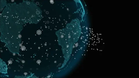 Abstract technology globe . Data exchange and network over the planet earth in Stock Footage 169744184