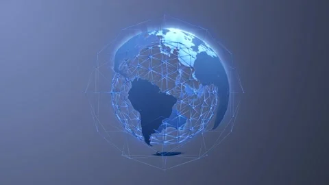 Abstract technology globe with wireframe spinning, seamless looping Stock Footage 155420199