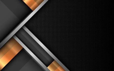 Abstract technology gold and silver border dark gaming banner background Illustrazione stock