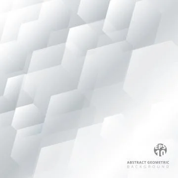 Abstract technology gray and white geometric hexagon overlay background with Stock Illustration