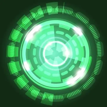 Abstract technology green background with circles Illustrazione stock