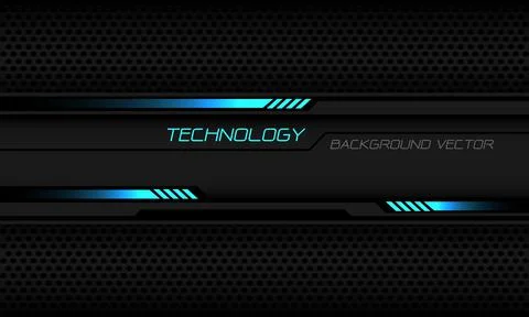 Abstract technology grey blue cyber black circuit banner overlap on circle mesh Stock Illustration