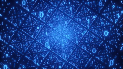 Abstract Technology With Grid Binary code Fly Through Background Vidéo 339541940