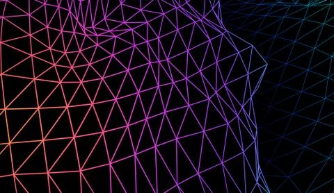 Abstract technology grid or surface background with colorful wave or terrain Stock Illustration