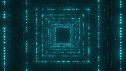 Abstract Technology With Grid Particle Fly Through Background Stock Footage 339541966