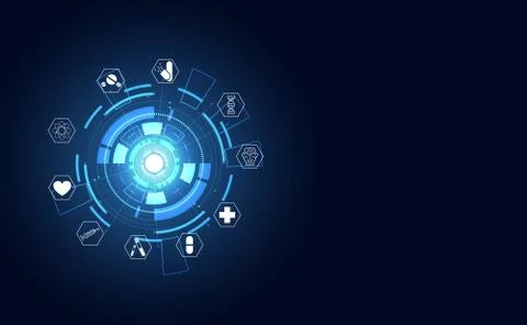 Abstract technology health icon pattern medical health care on hexagon on hi  Stock Illustration