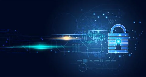 Abstract technology hexagon digital cyber security privacy information networ Illustrazione stock