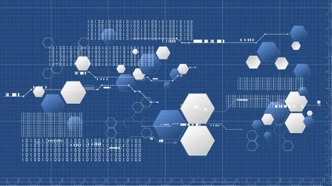 Abstract technology hexagonal blueprint platform background vector Stock Illustration