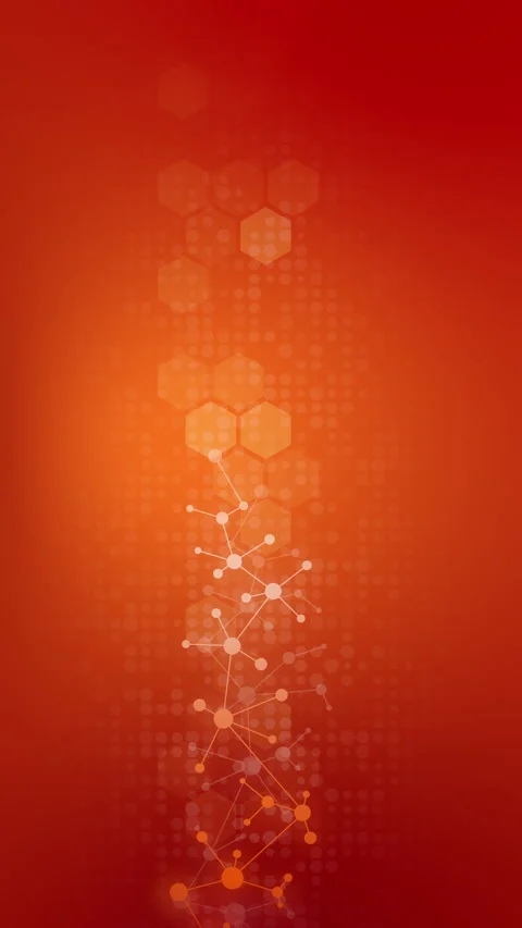 Abstract technology hexagons genetic and social network pattern on orange Stock Footage 273586052