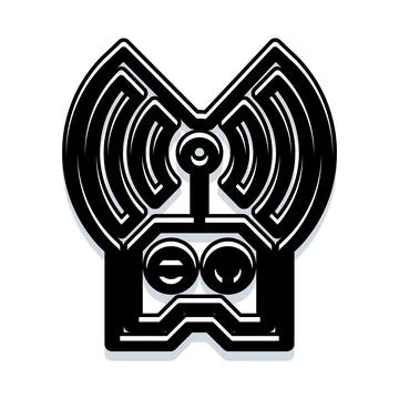 Abstract technology icon radiating wireless communication signals Stock Illustration