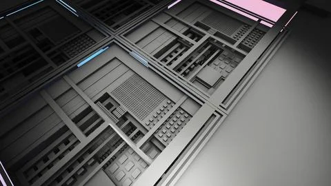 Abstract technology image, digital processing and information system integr.. Illustrazione stock