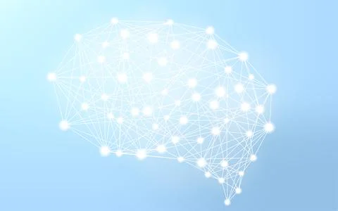 Abstract, technology image resembling a brain, pale light blue background Stock Illustration