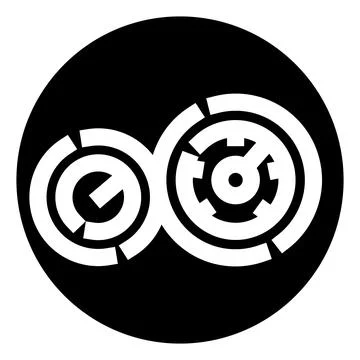 Abstract technology infinity symbol on black background 库存插图
