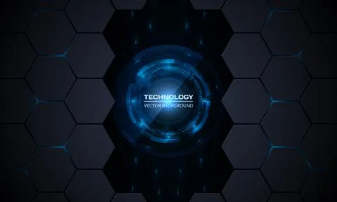 Abstract technology innovation concept background with circuit board and hexagon Illustrazione stock