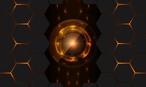 Abstract technology innovation concept background with circuit board and hexagon Stock Illustration