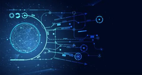 Abstract technology internet world map global network connection in big data  Illustration