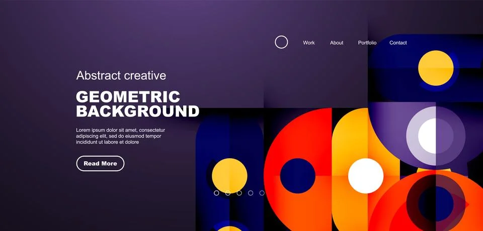 Abstract technology landing page background with circles and round elements Stock Illustration