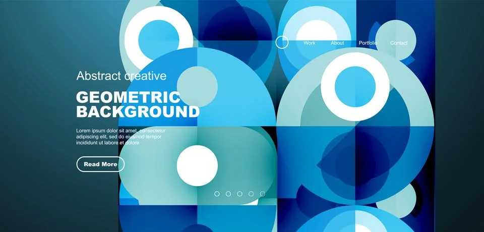 Abstract technology landing page background with circles and round elements Stock Illustration