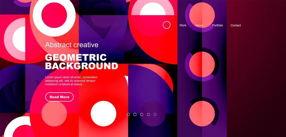 Abstract technology landing page background with circles and round elements Stock Illustration