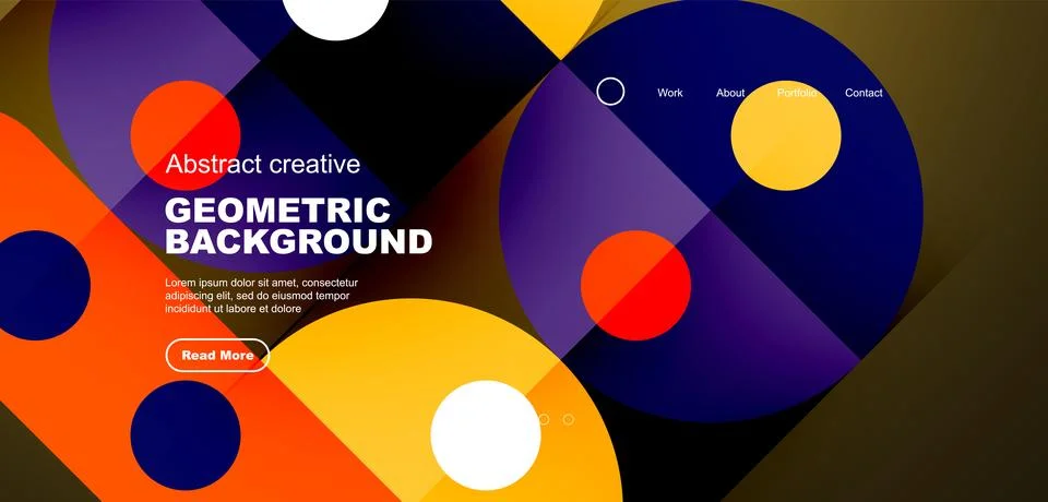 Abstract technology landing page background with circles and round elements Stock Illustration
