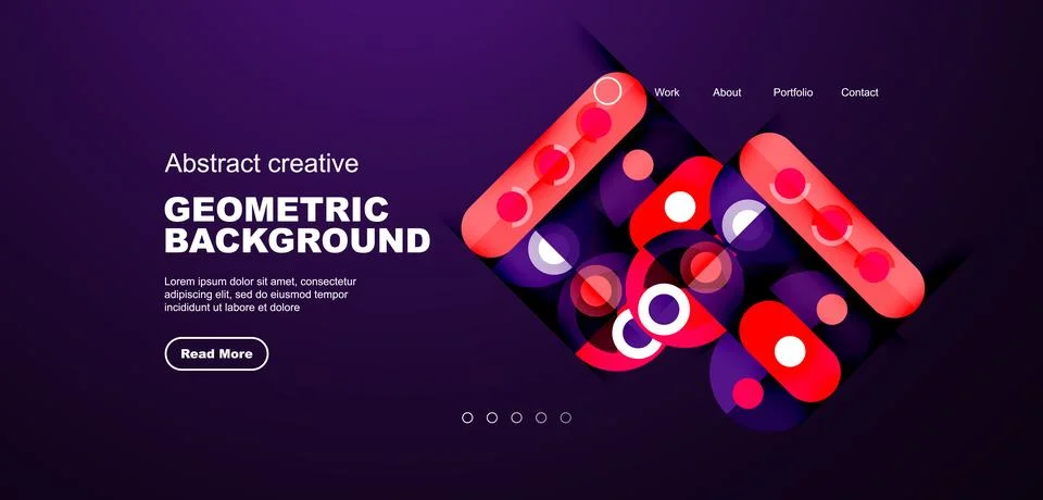 Abstract technology landing page background with circles and round elements Stock Illustration