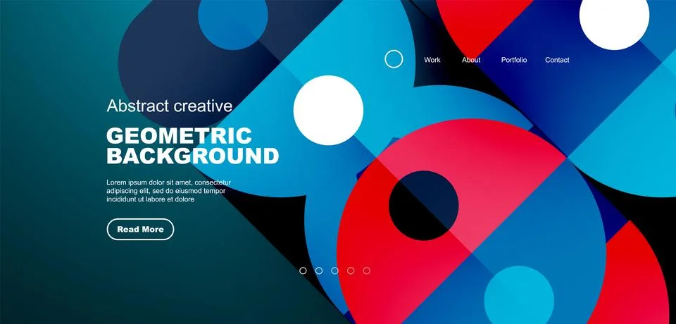 Abstract technology landing page background with circles and round elements Stock Illustration