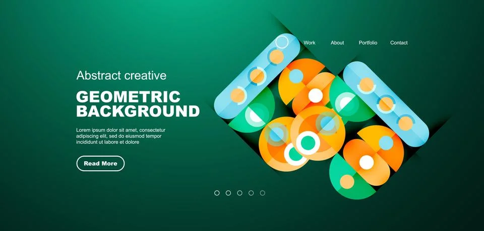 Abstract technology landing page background with circles and round elements Stockillustratie