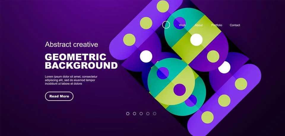 Abstract technology landing page background with circles and round elements Stock Illustration