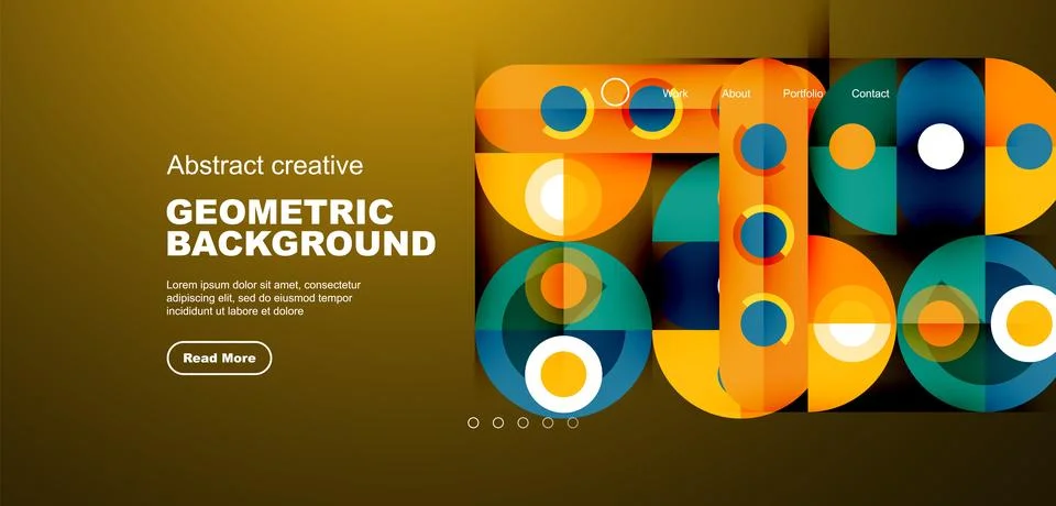 Abstract technology landing page background with circles and round elements Stock Illustration