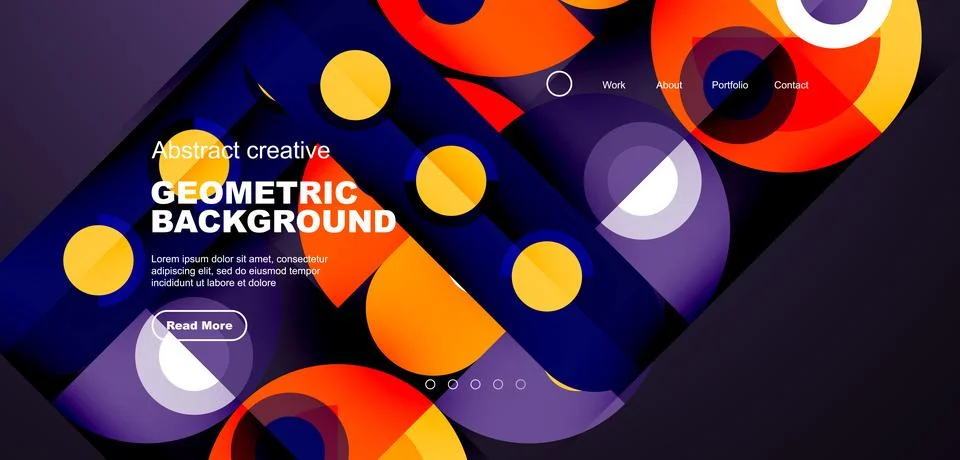 Abstract technology landing page background with circles and round elements Stock Illustration
