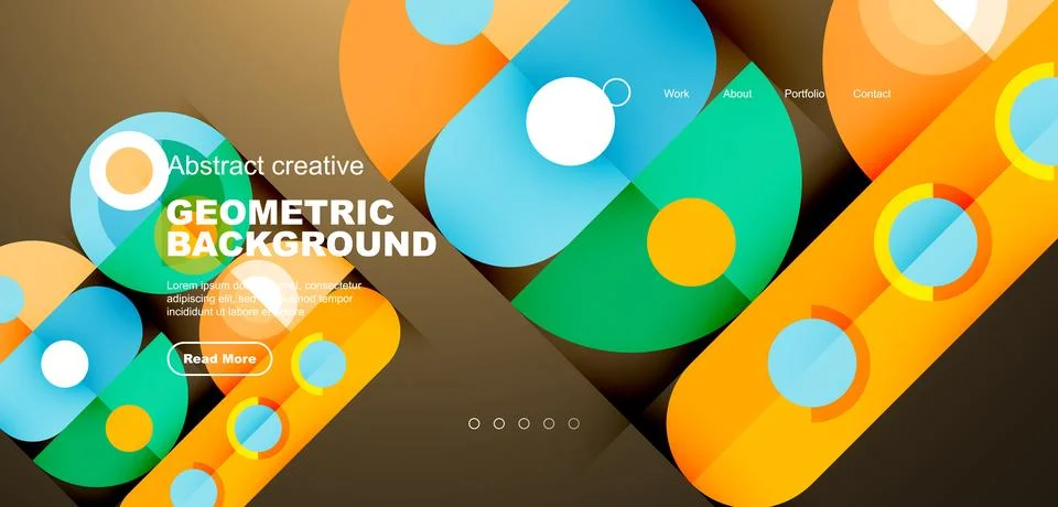 Abstract technology landing page background with circles and round elements Stock Illustration