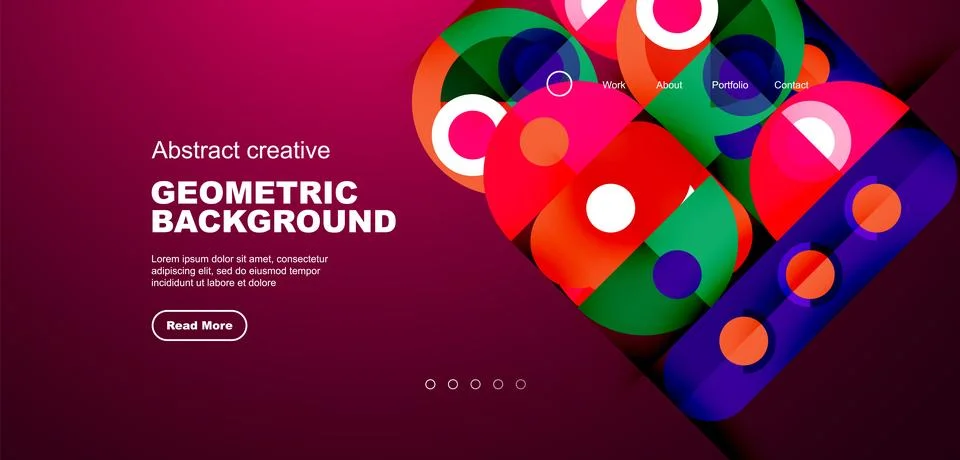 Abstract technology landing page background with circles and round elements Stockillustratie