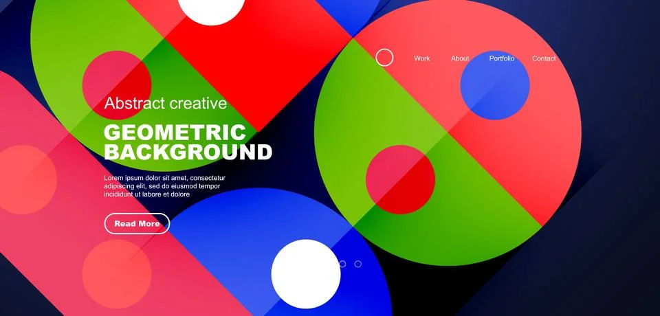 Abstract technology landing page background with circles and round elements Stock Illustration