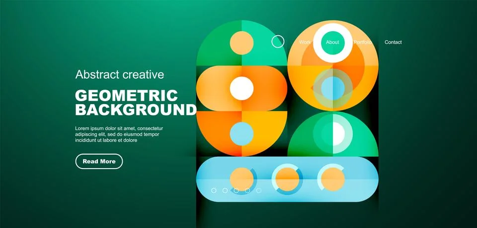 Abstract technology landing page background with circles and round elements Stock Illustration
