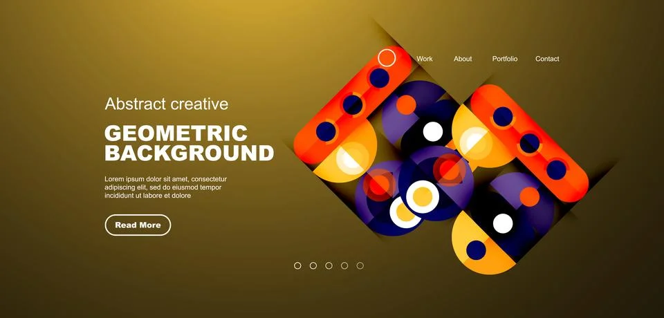 Abstract technology landing page background with circles and round elements 库存插图